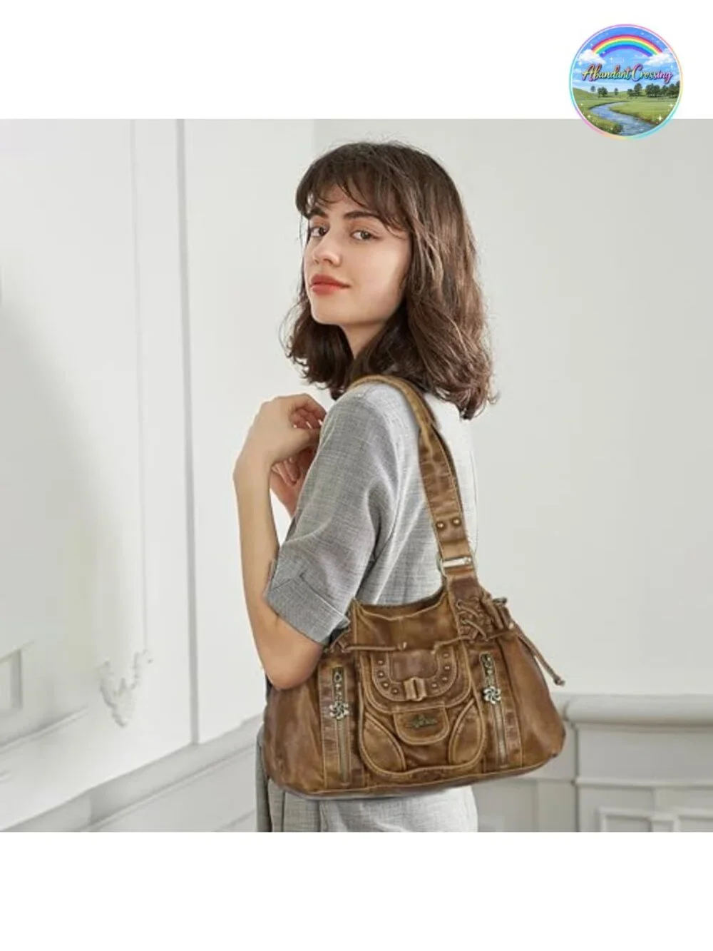 Small Hobo Bag Faux Leather Crossbody Shoulder Purse Removable Strap